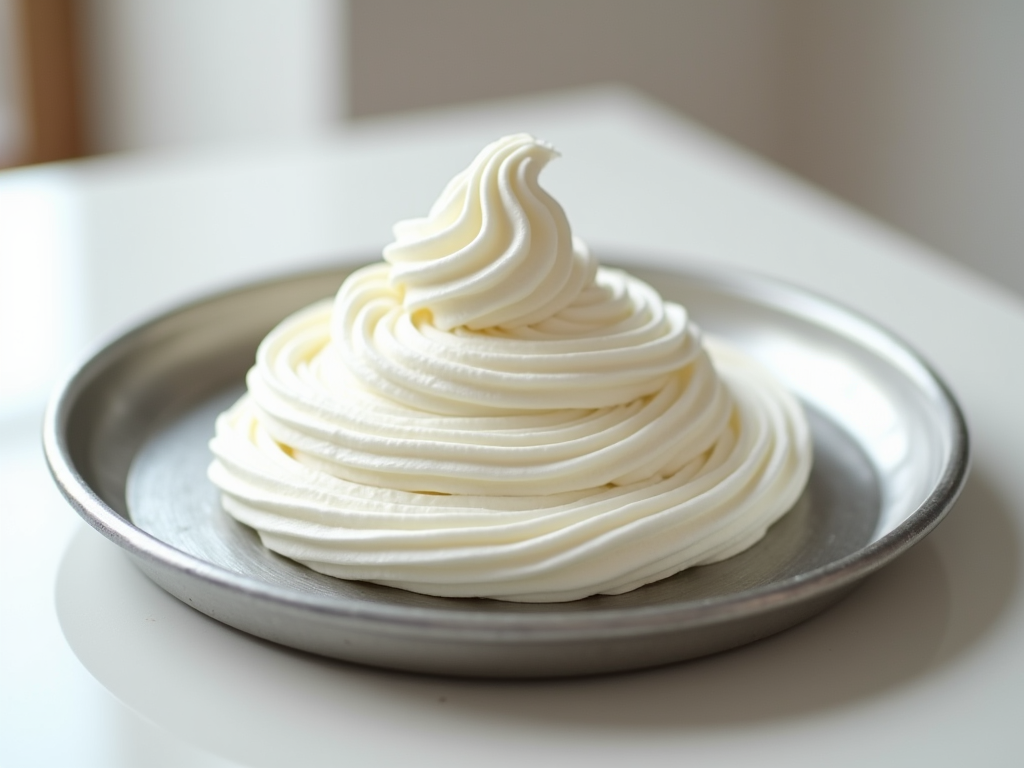 Fresh whipped cream in a bowl